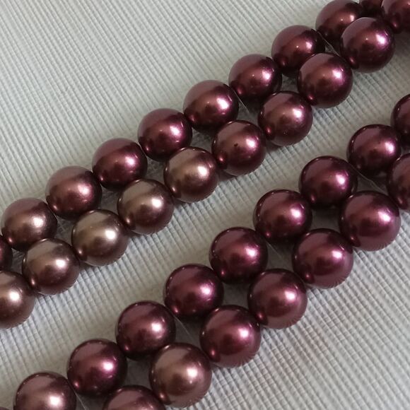 Purple Plastic Beaded Elasticized Double Strand Lightweight Choker Necklace - Picture 6 of 9